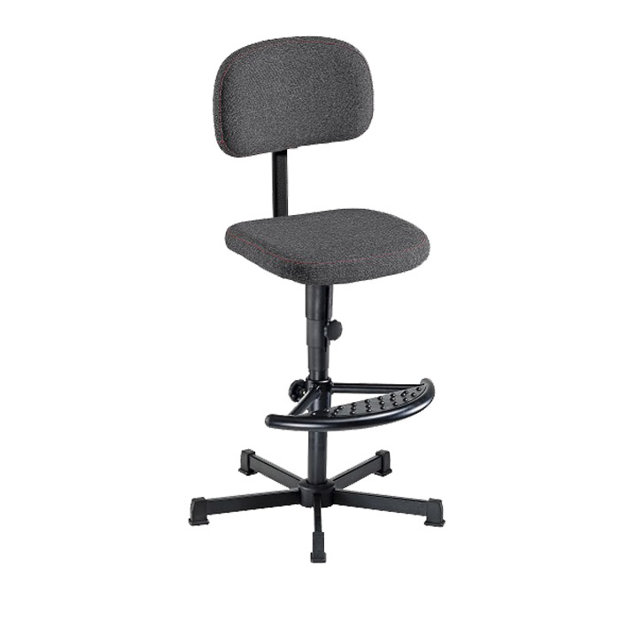 [044391] Silla para taller de tela regulable en altura con pies - Altura asiento.: 700 / 940h mm - Tapizado gris antracita