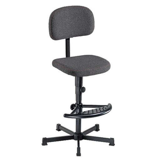 [044391] Silla para taller de tela regulable en altura con pies - Altura asiento.: 700 / 940h mm - Tapizado gris antracita