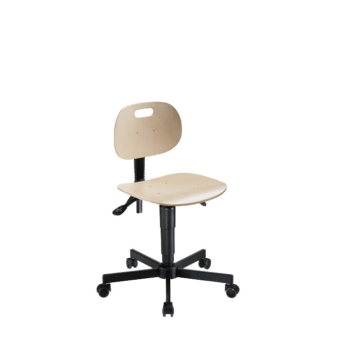 [044434] Silla para taller de madera regulable en altura e inclinación con ruedas - Altura asiento.: 450 / 590h mm - Haya