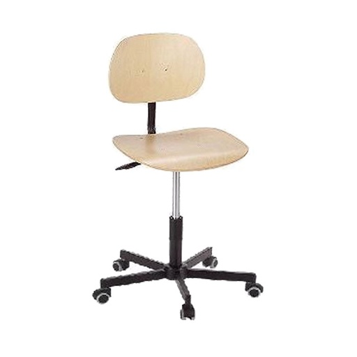 [044487] Silla para taller de madera regulable en altura con ruedas - Altura asiento.: 450 / 590h mm - Haya