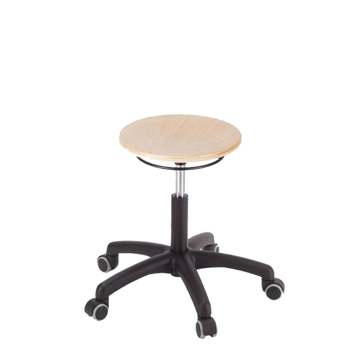 [044536] Taburete para taller de madera regulable en altura con ruedas - Altura asiento.: 390 / 520h mm - Haya