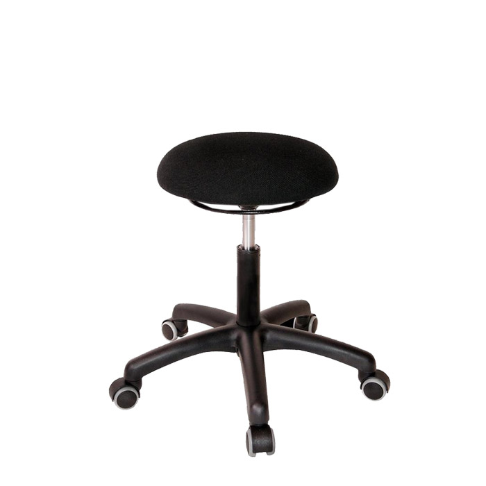 [044550] Taburete para taller de tela regulable en altura con ruedas - Altura asiento.: 470 / 600h mm - Tapizado negro