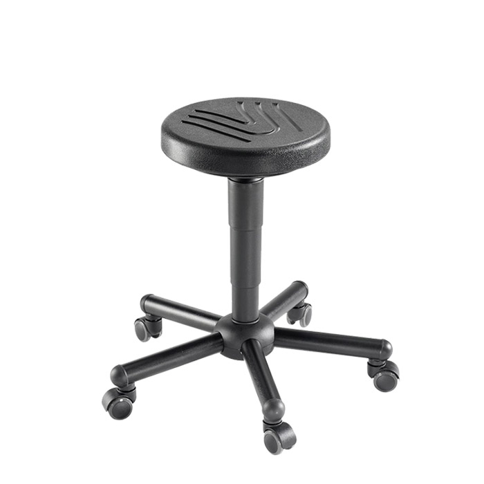 [044552] Taburete para taller de poliuretano regulable en altura con ruedas - Altura asiento.: 380 / 510h mm - Negro