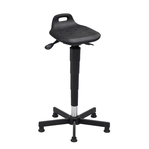 [044573] Taburete de pie para taller de poliuretano regulable en altura e inclinación y protección ESD - Altura asiento: 630 / 890h mm - Negro