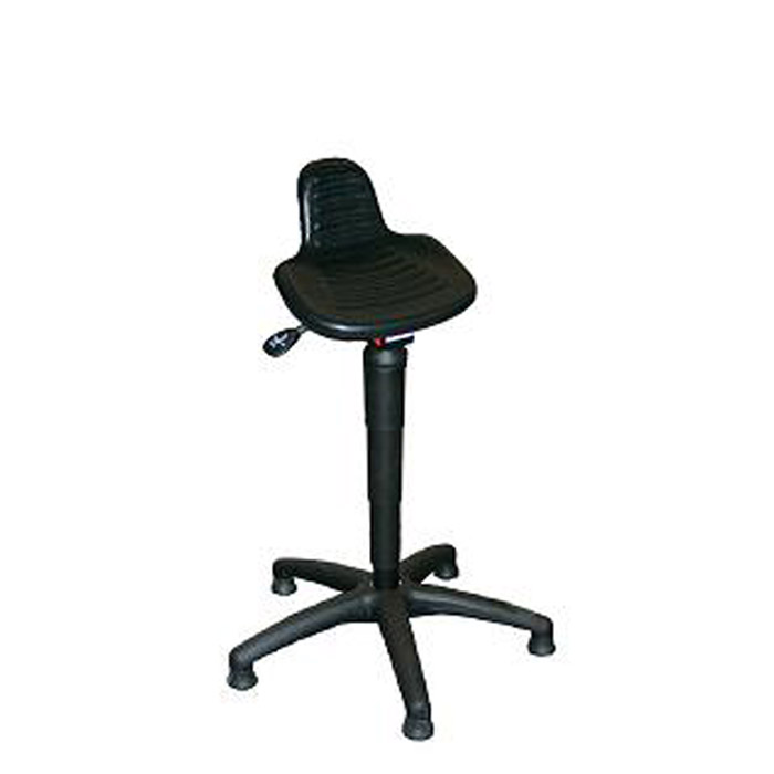 [044648] Taburete de pie para taller de poliuretano regulable en altura e inclinación - Altura asiento.: 420 / 550h mm - Negro