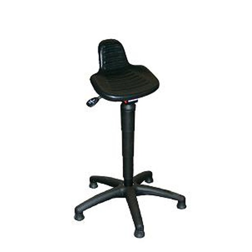 [044648] Taburete de pie para taller de poliuretano regulable en altura e inclinación - Altura asiento.: 420 / 550h mm - Negro