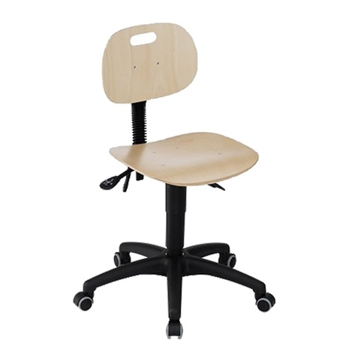 [044699] Silla para taller de madera regulable en altura e inclinación con ruedas - Altura asiento.: 480 / 620h mm - Haya
