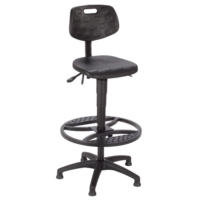 [044707] Silla para taller de poliuretano regulable en altura - Altura asiento.: 585 / 835h mm - Poliuretano negro