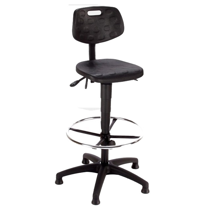 [044708] Silla para taller de poliuretano regulable en altura - Altura asiento.: 585 / 835h mm - Poliuretano negro