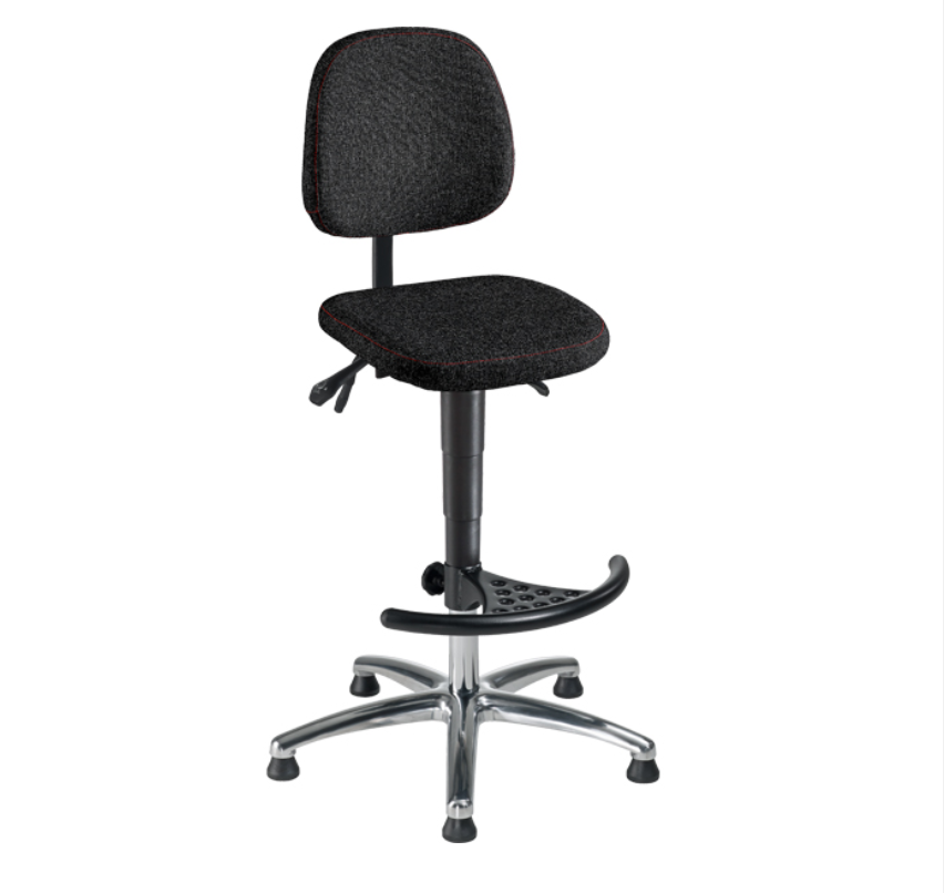 [044770] Silla para taller de tela regulable en altura con pies - Altura asiento.: 590/ 840h mm - Tapizado gris antracita