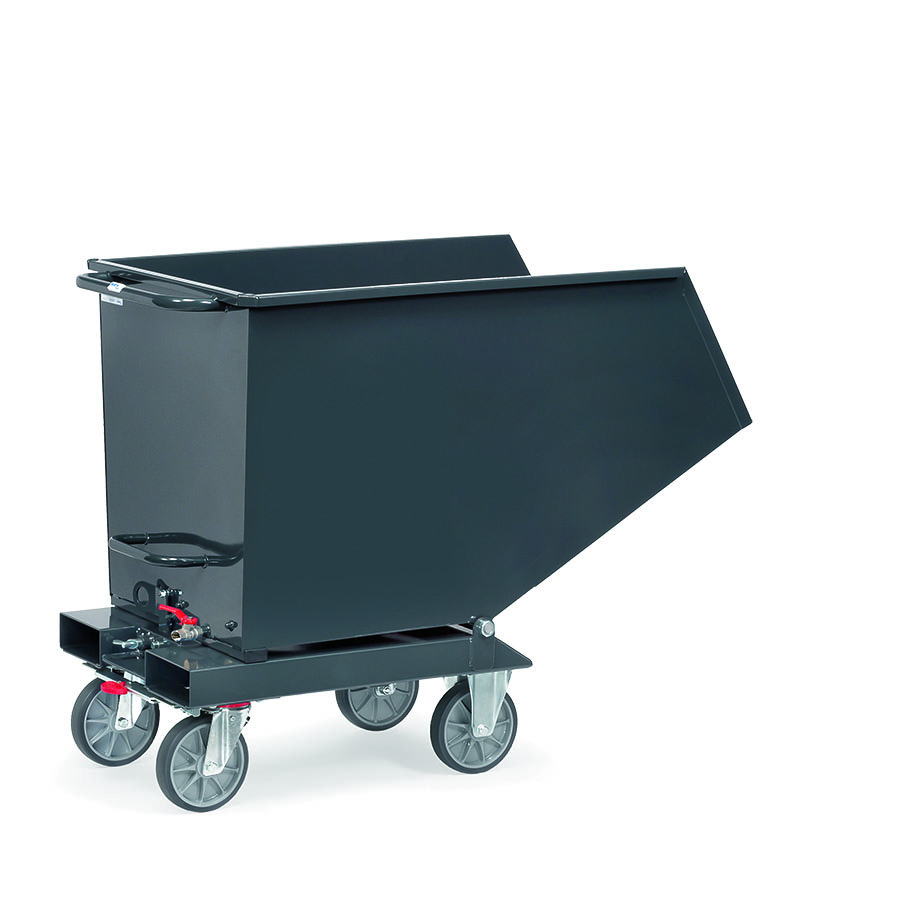 [044808] Contenedor basculante manual para virutas con grifo - Dim.: 1374x730x1072h mm - Gris ral 7016