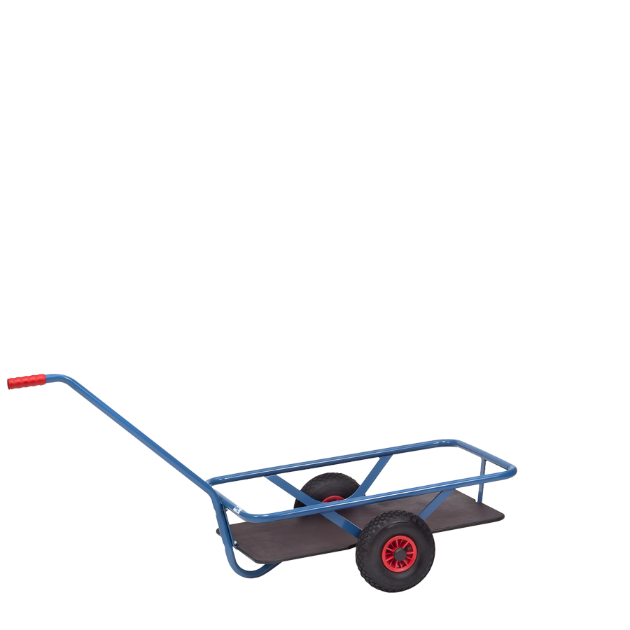 [044811] Remolque de tracción manual con paredes tubulares - Dim. plataforma 700x400 mm - Azul ral 5007