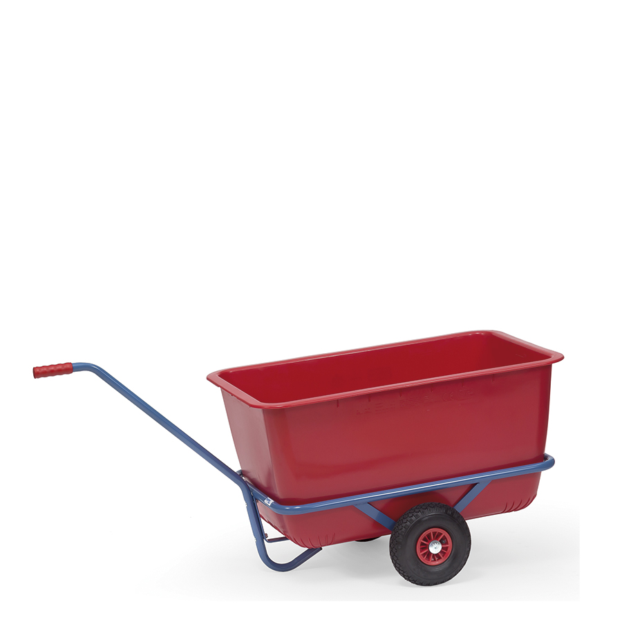 [044813] Remolque de tracción manual con contenedor plástico de 200 lts. - Dim. plataforma 910x585 mm - Azul ral 5007