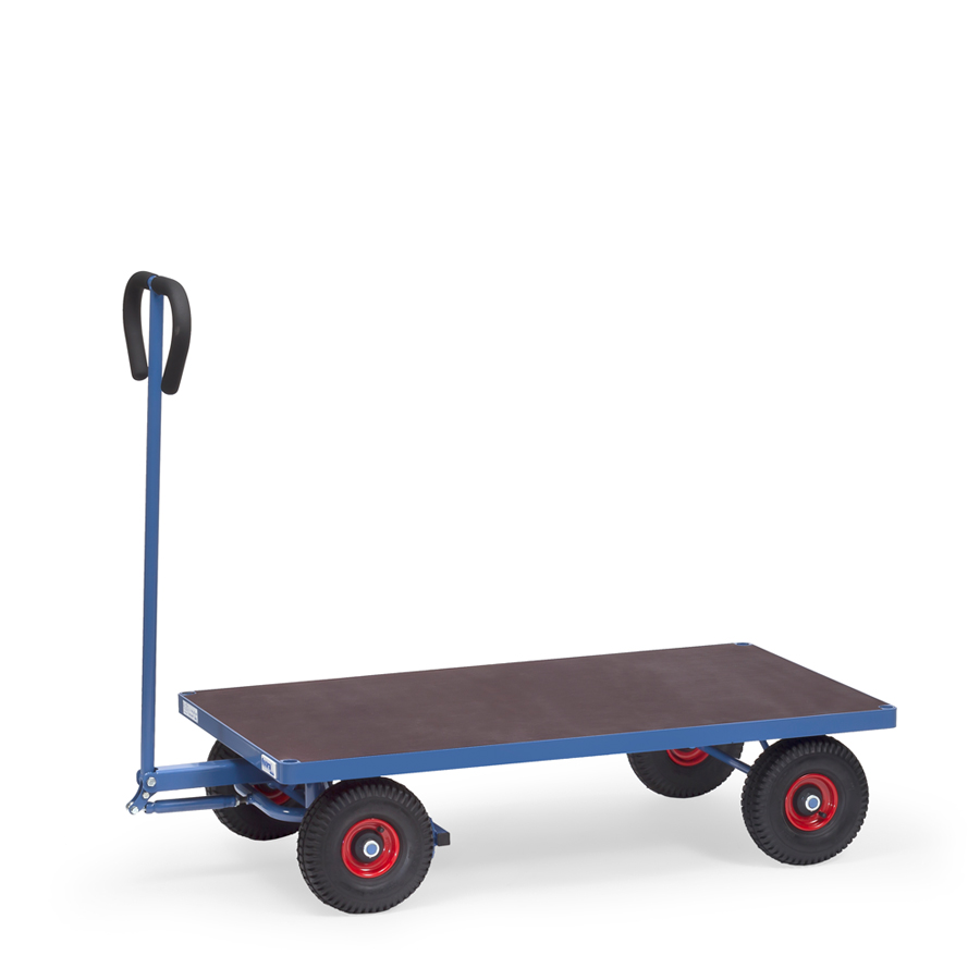 [044814] Remolque de tracción manual con plataforma - Dim. plataforma 1060x600 mm - Azul ral 5007