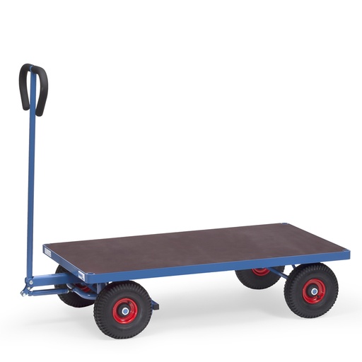 [044815] Remolque de tracción manual con plataforma - Dim. plataforma 1260x700 mm - Azul ral 5007