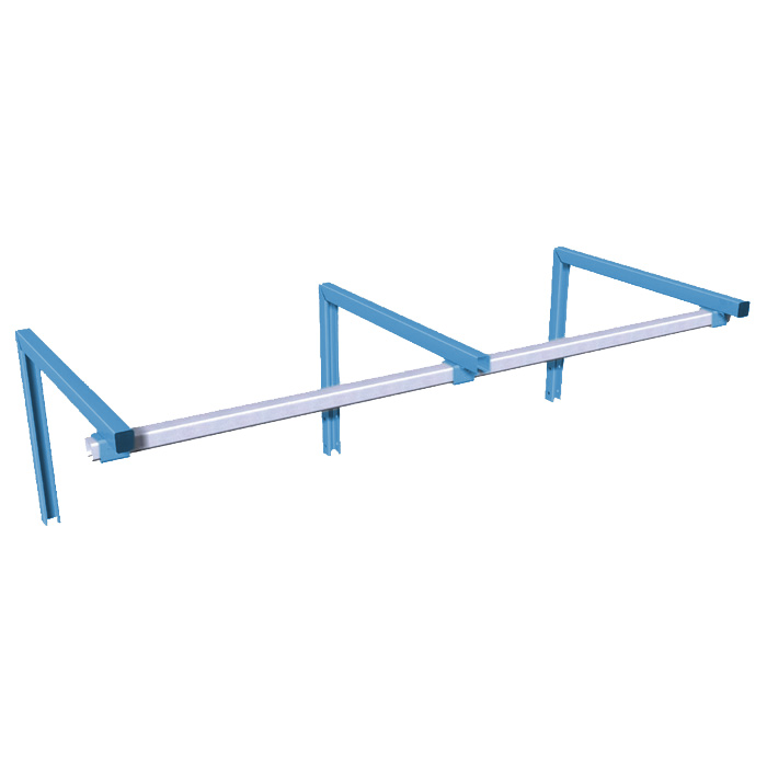 [044879] Soporte superior compuesto por 3 brazos y riel para montante vertical - Dim.: 2000 mm. - Azul ral 5012 / Galvanizado