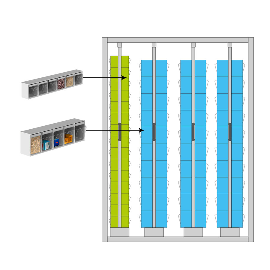 [044958] Estantería metálica con 4 estantes verticales extraíbles con contenedores Unibox - Dim.: 1481x707x2000h mm - Gris ral 7035
