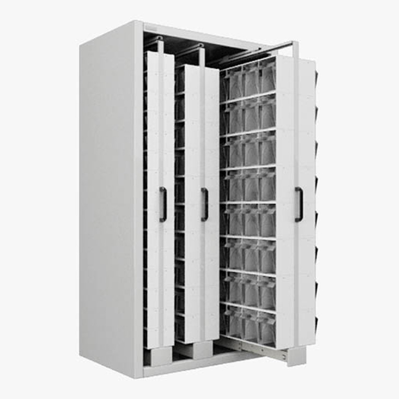 [044960] Estantería metálica con 3 estantes verticales extraíbles con contenedores Unibox - Dim.: 1073x707x2000h mm - Gris ral 7035