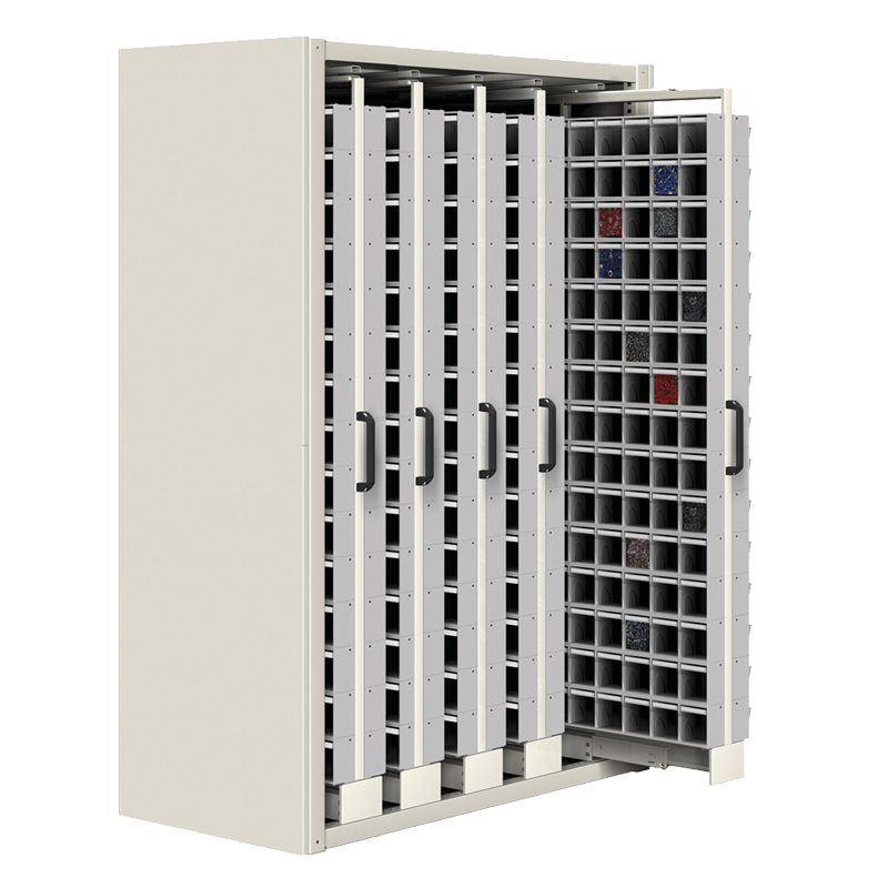 [044962] Estantería metálica con 5 estantes verticales extraíbles con contenedores Unibox - Dim.: 1481x707x2000h mm - Gris ral 7035