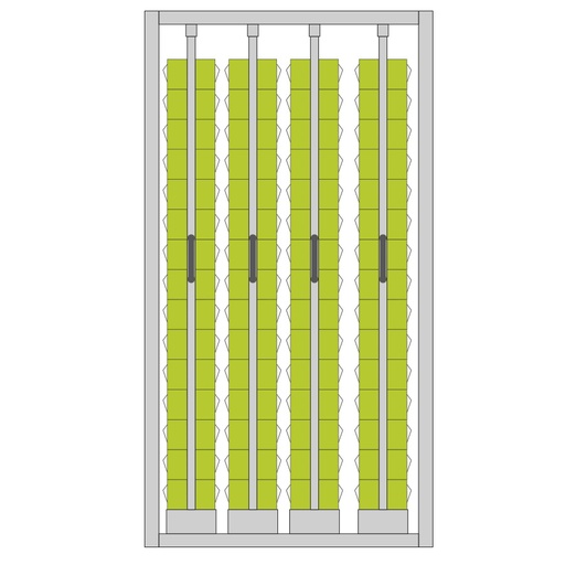 [044963] Estantería metálica con 4 estantes verticales extraíbles con contenedores Unibox - Dim.: 1073x707x2000h mm - Gris ral 7035