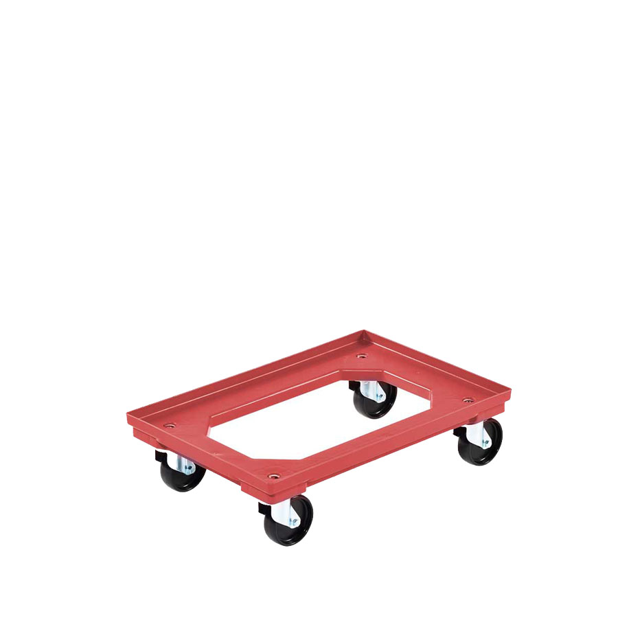 [045024] Base rodante de plástico para cajas Eurobox - Dim. plataforma 610 x 410 mm - Ruedas de nylon Ø100 mm - Rojo