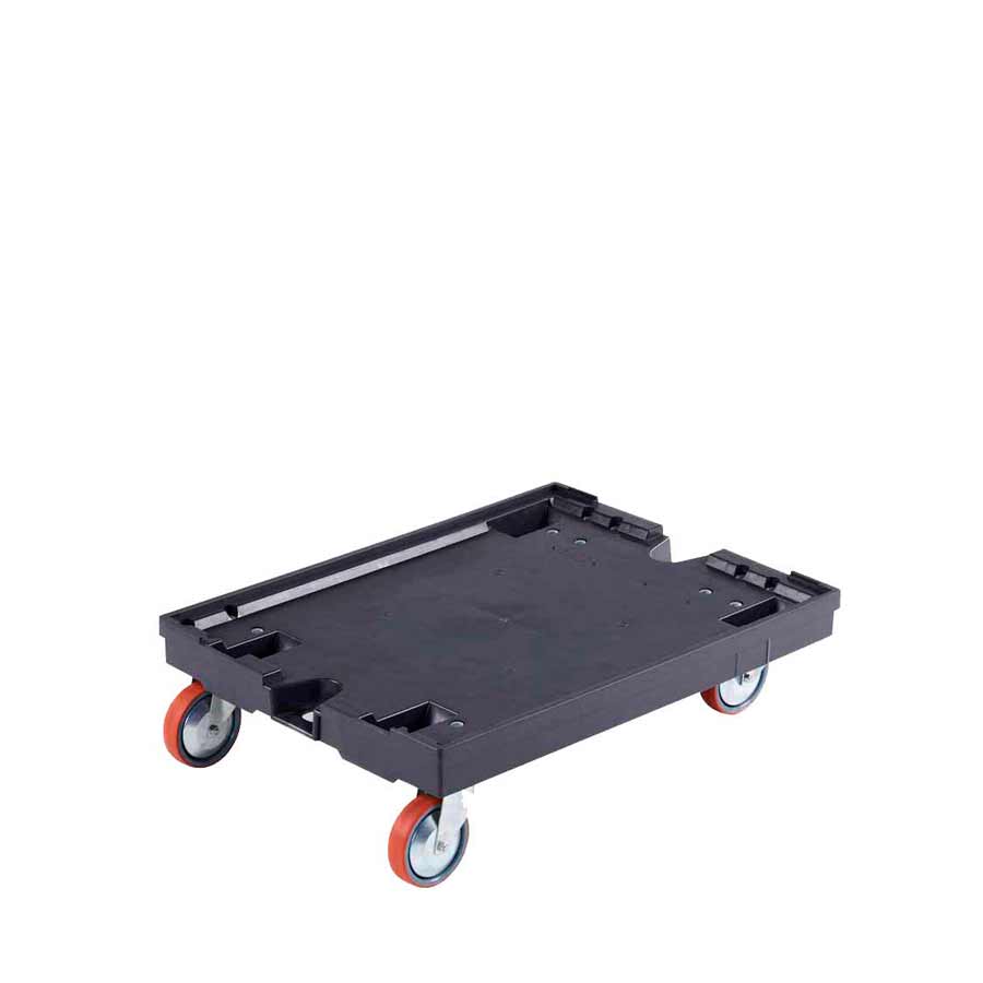 [045026] Base rodante de plástico para cajas Eurobox - Dim. plataforma 800 x 600 mm - Ruedas de goma Ø125 mm - Negro