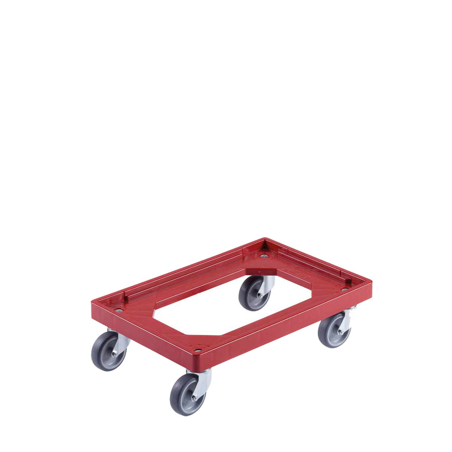 [045033] Base rodante de plástico para cajas Eurobox - Dim. plataforma 600 x 400 mm - Ruedas de goma Ø100 mm - Rojo