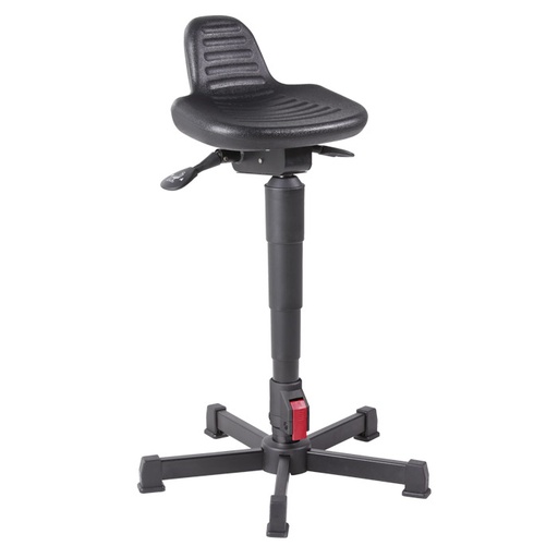 [045042] Taburete de pie para taller de poliuretano regulable en altura e inclinación - Altura asiento: 590 / 780h mm - Negro