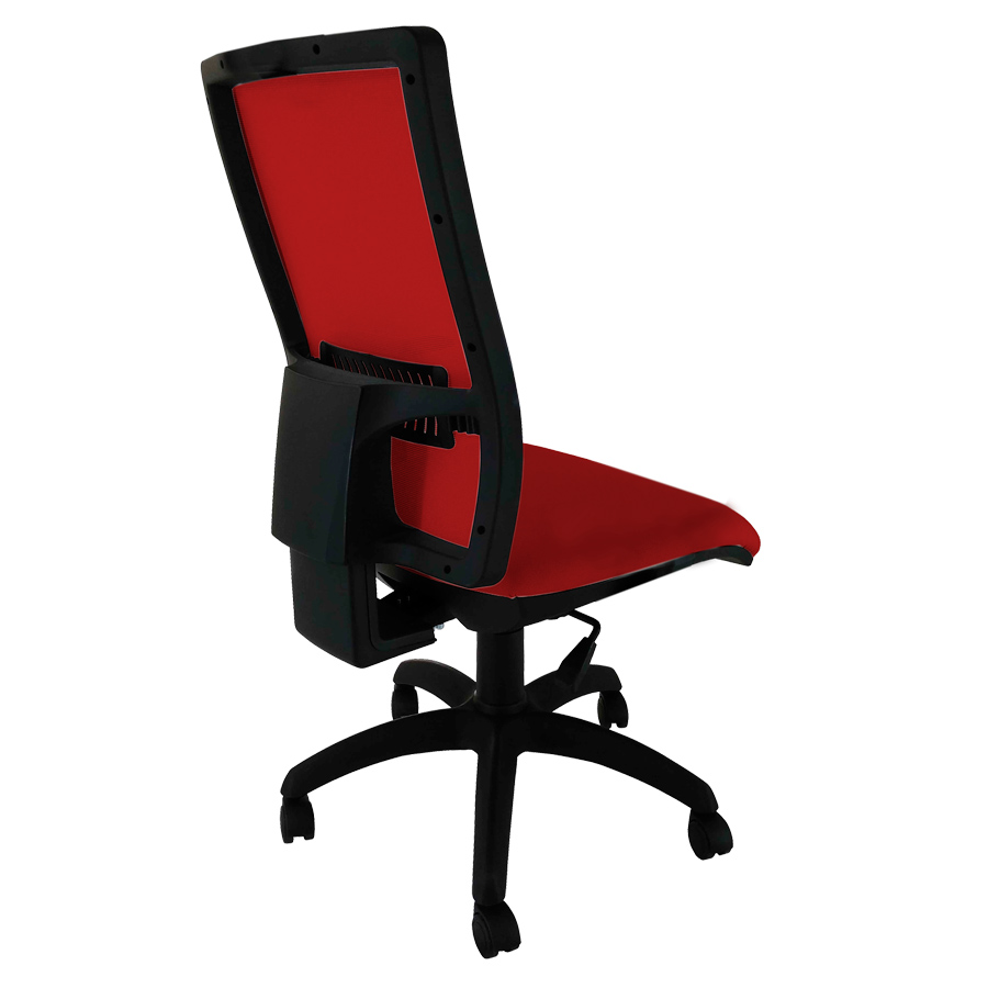 [045064] Silla para oficina con respaldo de malla roja y base de tela - Dim.: 660x480x1330h mm - Rojo