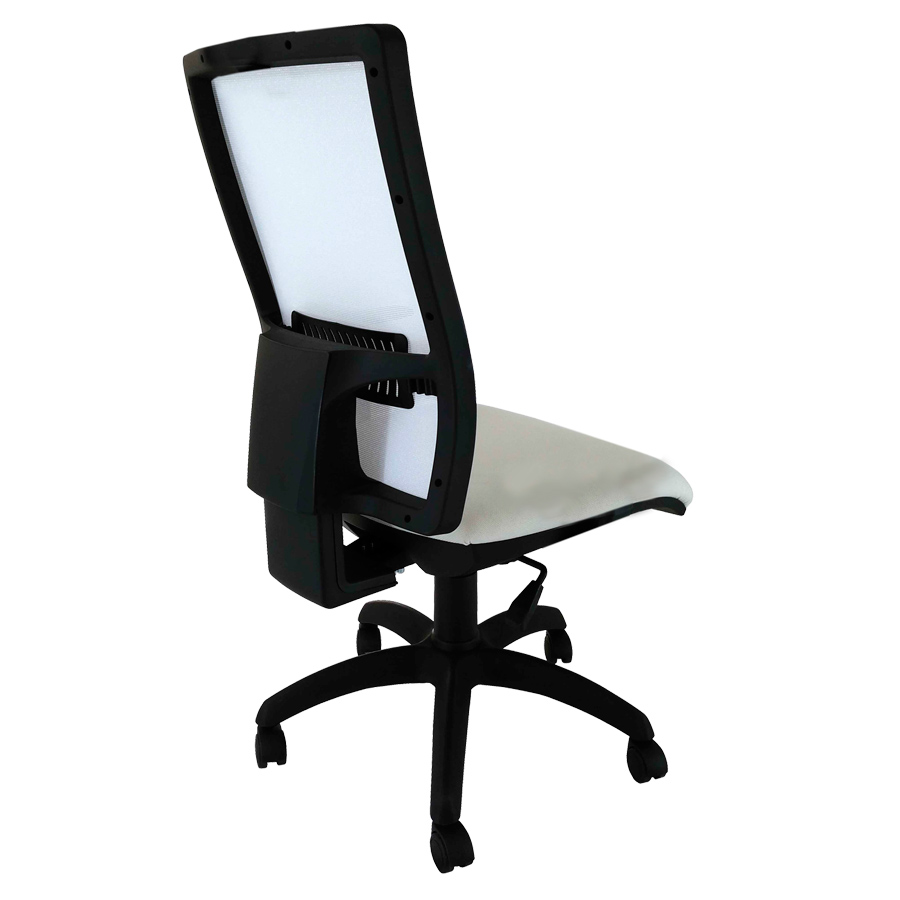 [045066] Silla para oficina con respaldo de malla blanca y base de tela - Dim.: 660x480x1330h mm - Gris