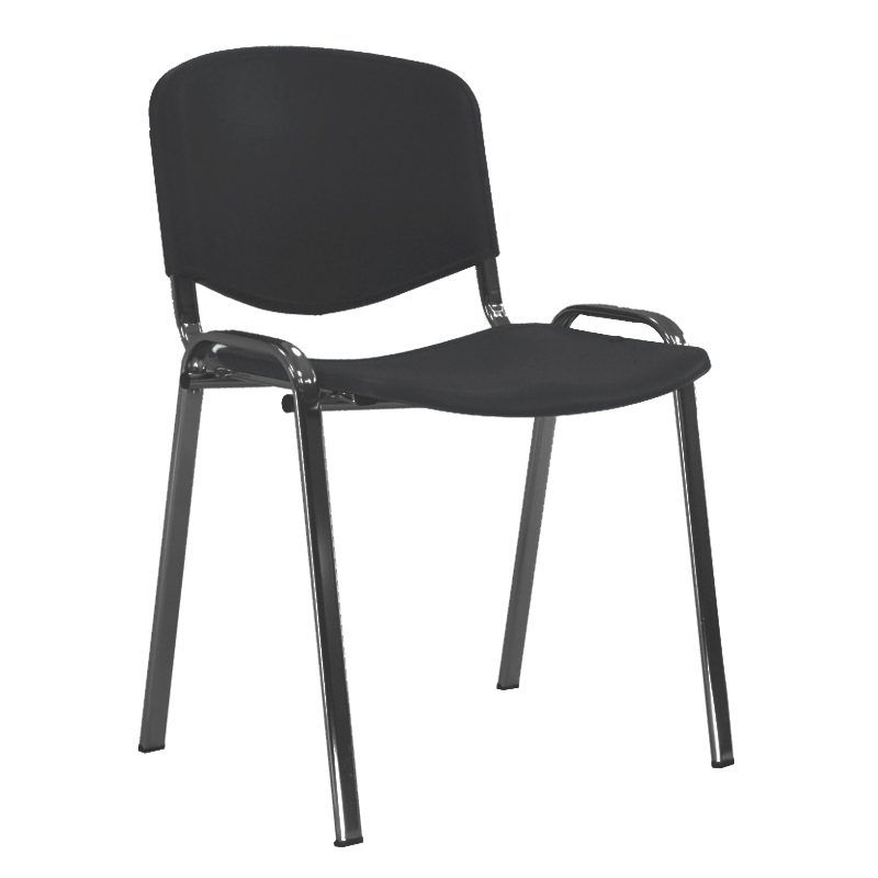 [045085] Silla con asiento y respaldo plástico negro, estructura de acero pintado en negro - Dim.: 540x470x800h mm - Negro