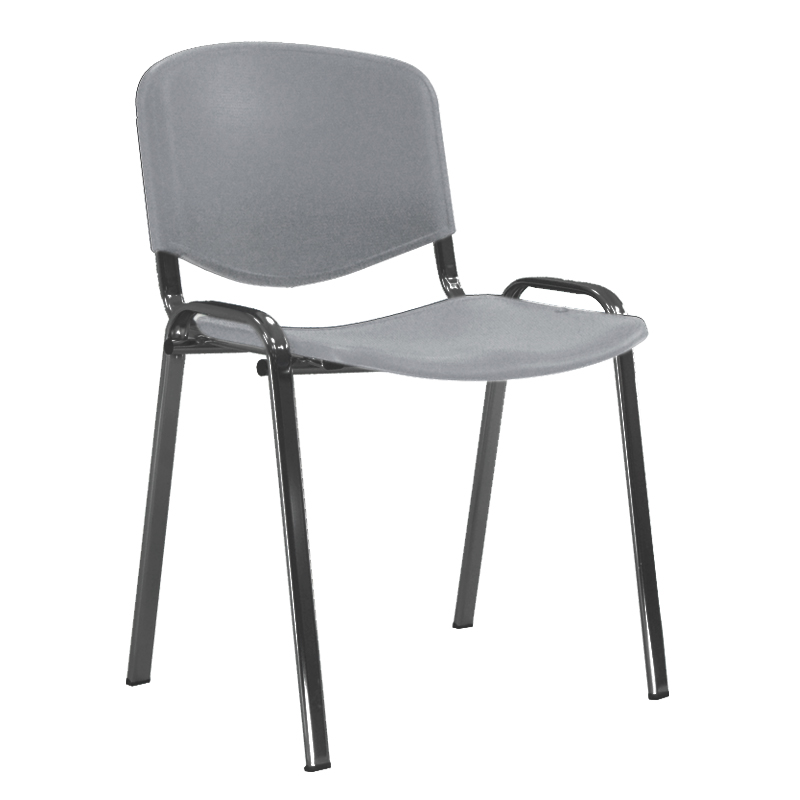 [045086] Silla con asiento y respaldo plástico gris, estructura de acero pintado en negro - Dim.: 540x470x800h mm - Gris