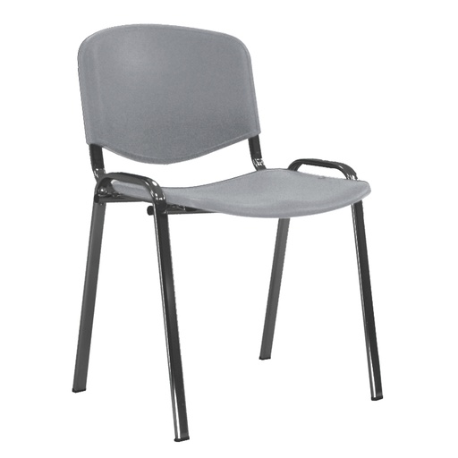 [045086] Silla con asiento y respaldo plástico gris, estructura de acero pintado en negro - Dim.: 540x470x800h mm - Gris