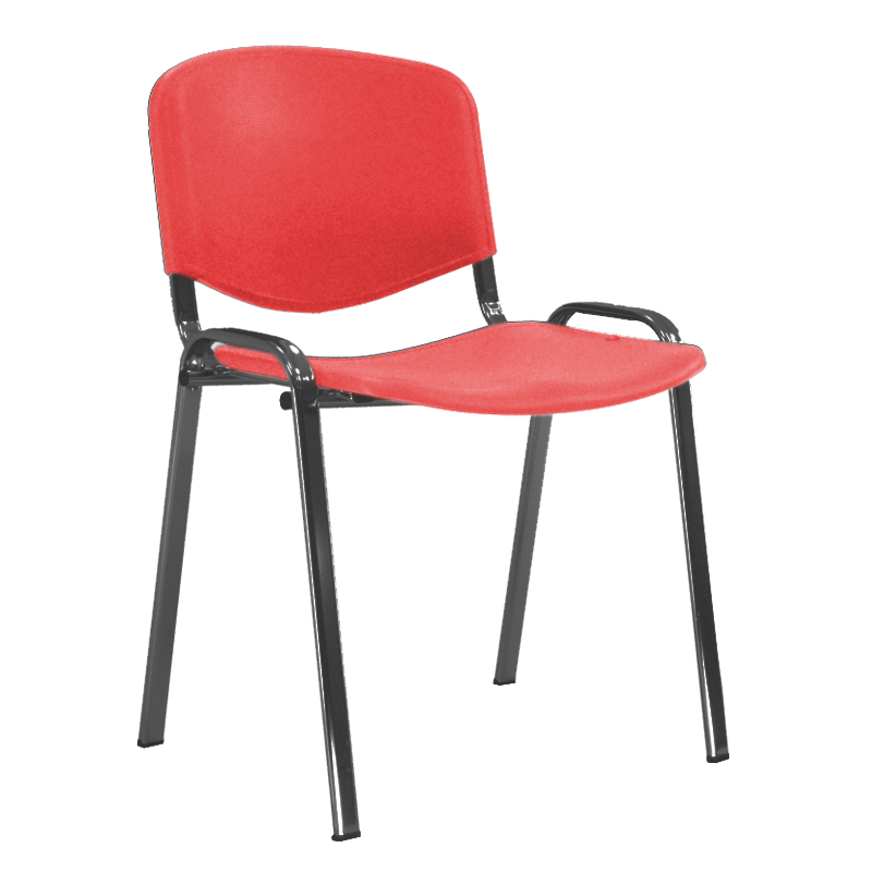 [045087] Silla con asiento y respaldo plástico rojo estructura de acero pintado en negro - Dim.: 540x470x800h mm - Rojo