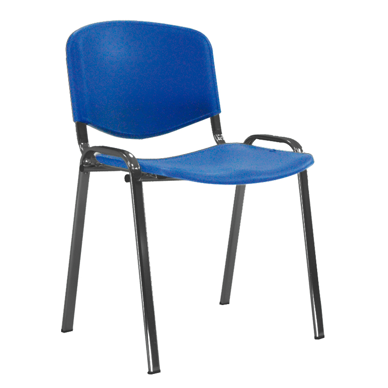 [045088] Silla con asiento y respaldo plástico azul, estructura de acero pintado en negro - Dim.: 540x470x800h mm - Azul