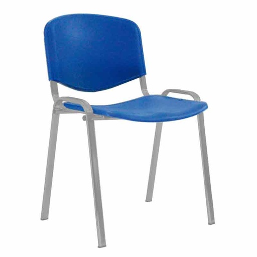 [045092] Silla con asiento y respaldo plástico azul, estructura de acero pintado en gris - Dim.: 540x470x800h mm - Azul