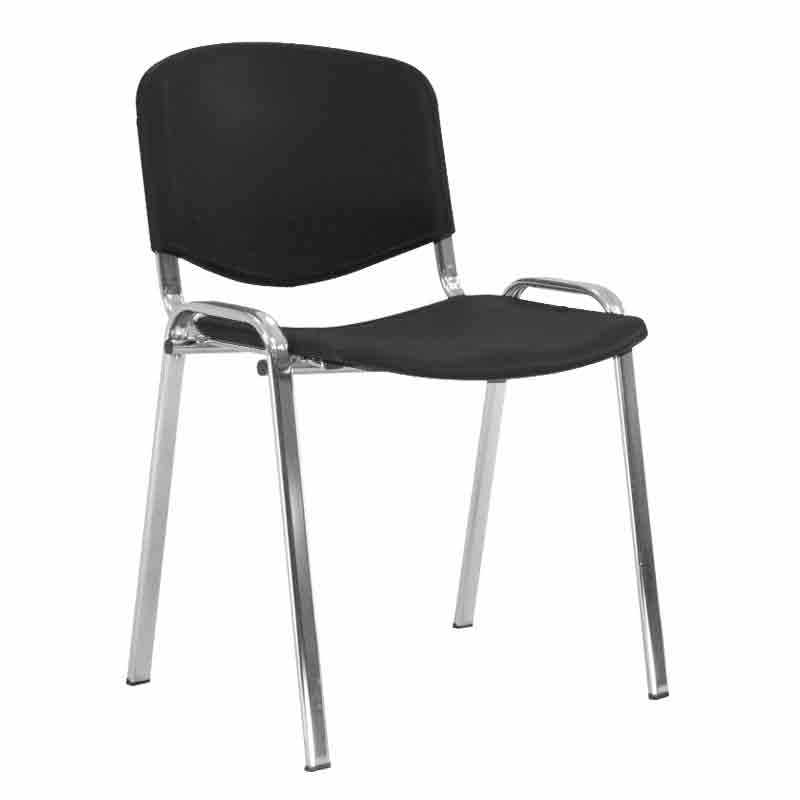 [045093] Silla con asiento y respaldo plástico negro, estructura de acero cromado - Dim.: 540x470x800h mm - Negro
