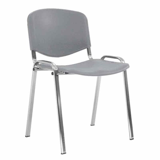[045094] Silla con asiento y respaldo plástico gris, estructura de acero cromado - Dim.: 540x470x800h mm - Gris