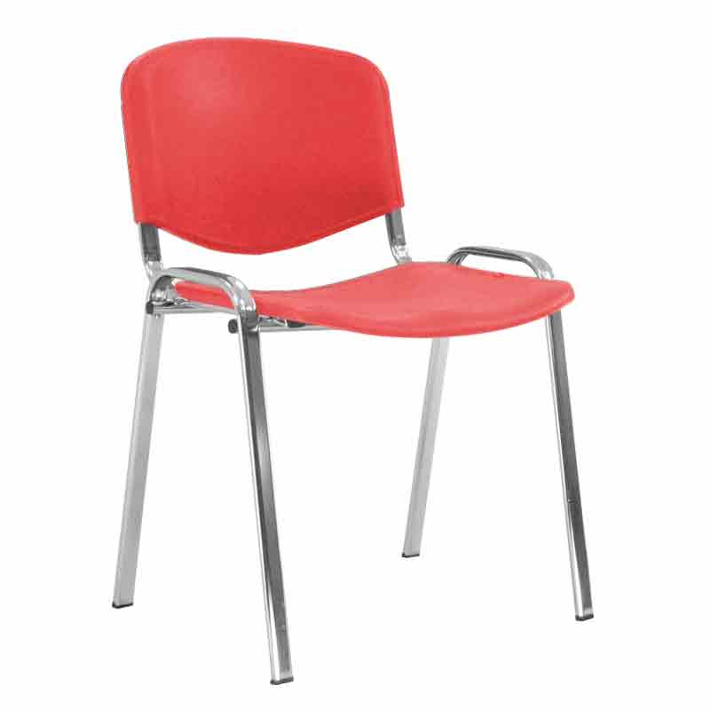 [045095] Silla con asiento y respaldo plástico rojo estructura de acero cromado - Dim.: 540x470x800h mm - Rojo