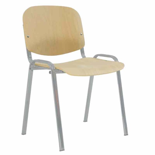[045106] Silla para colectividades con asiento de madera sin brazos con tubo gris - Dim.: 540x470x800h mm - Haya