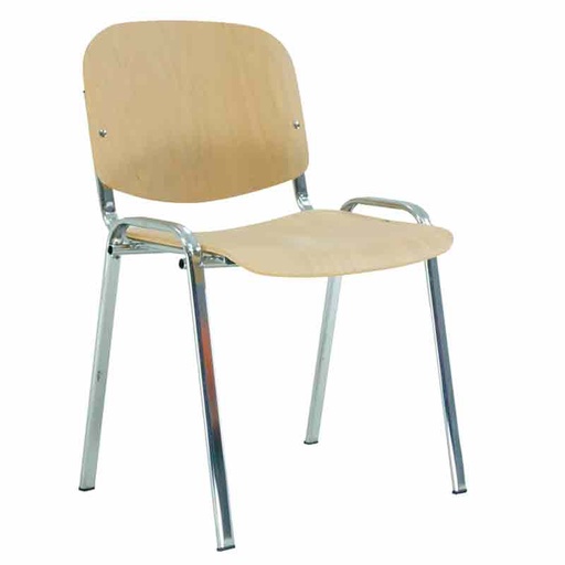 [045107] Silla para colectividades con asiento de madera sin brazos con tubo cromado - Dim.: 540x470x800h mm - Haya