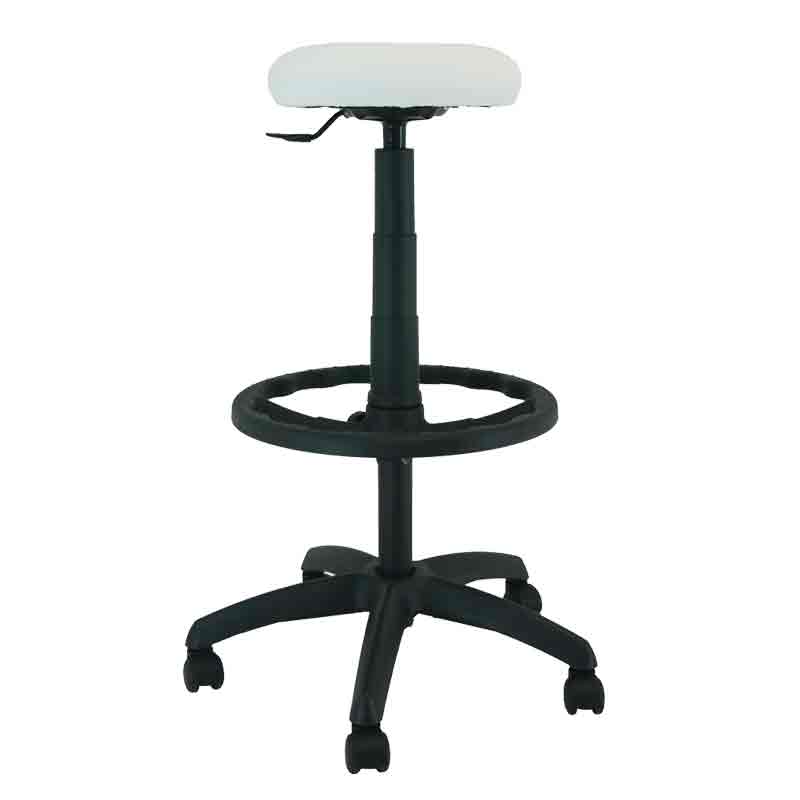 [045121] Taburete para taller de tela regulable en altura - Altura asiento.: 580 / 830h mm - Tapizado Blanco