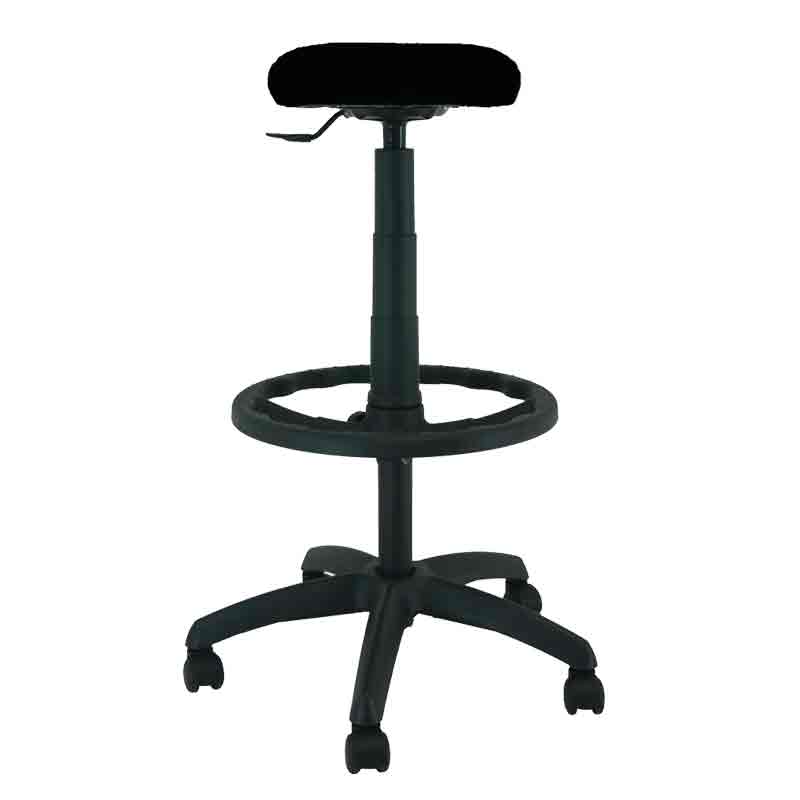 [045122] Taburete para taller de tela regulable en altura - Altura asiento.: 580 / 830h mm - Tapizado Negro