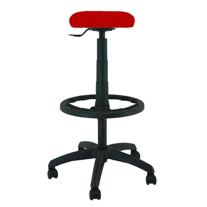[045124] Taburete para taller de tela regulable en altura - Altura asiento.: 580 / 830h mm - Tapizado rojo
