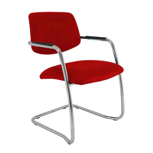 [045128] Silla de acero cromado con asiento en polipropileno y respaldo tapizado - Dim.: 500x560x810h mm - Rojo