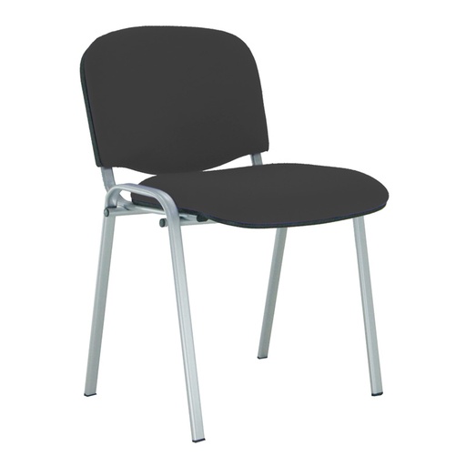[045158] Silla de acero gris sin brazos, con asiento y respaldo tapizados - Dim.: 500x560x810h mm - Negro