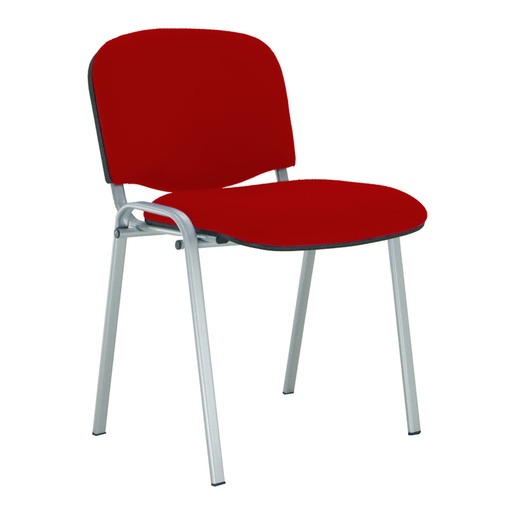 [045160] Silla de acero gris sin brazos, con asiento y respaldo tapizados - Dim.: 500x560x810h mm - Rojo