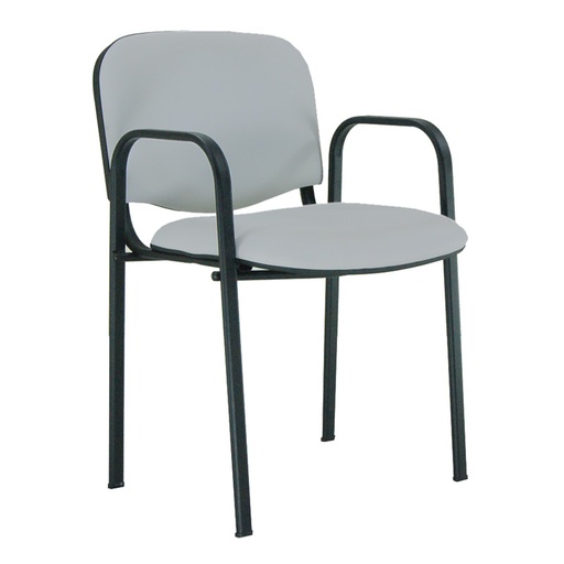 [045167] Silla de acero negro con brazos y con asiento y respaldo tapizados - Dim.: 500x560x810h mm - Gris