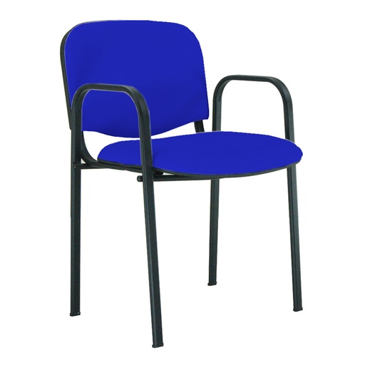 [045169] Silla de acero negro con brazos y con asiento y respaldo tapizados - Dim.: 500x560x810h mm - Azul