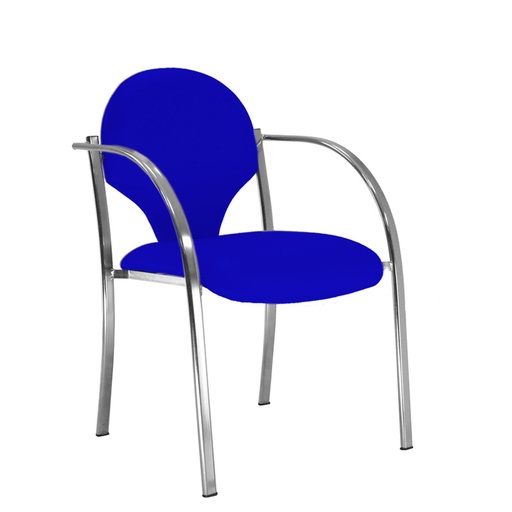 [045177] Silla de estructura de acero negro con brazos y con asiento y respaldo tapizados - Dim.: 500x560x810h mm - Azul